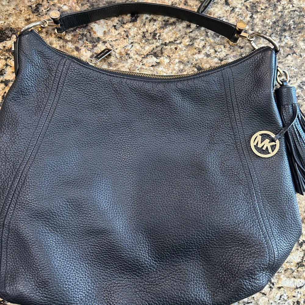 Michael Kors Black Pebbled Leather Hobo Bag